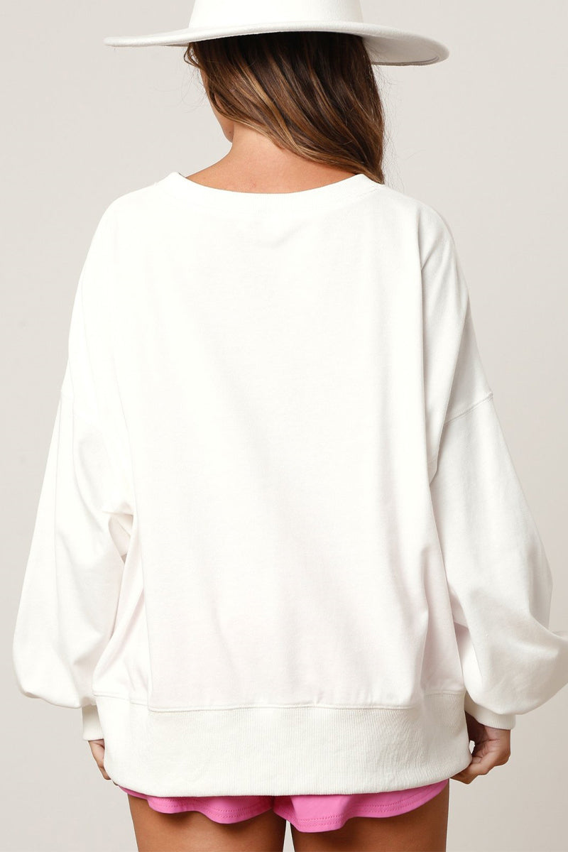 Tops casuales de cuello redondo con lentejuelas bordadas y sólidos