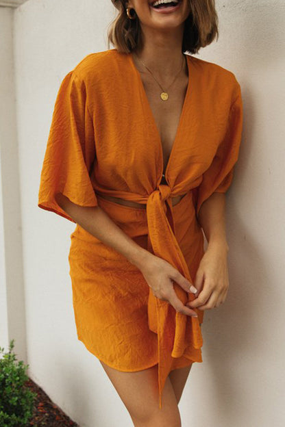 Vestido sexy de vendaje liso con retazos y cremallera, cuello en V, irregular