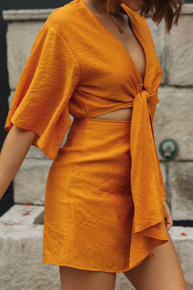 Vestido sexy de vendaje liso con retazos y cremallera, cuello en V, irregular