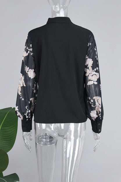 Tops casuales de patchwork con cuello en V transparente (4 colores)