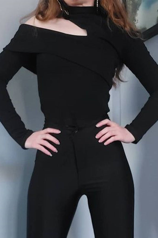 Tops sexys de cuello alto lisos