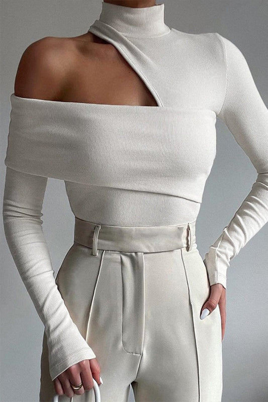 Tops sexys de cuello alto lisos