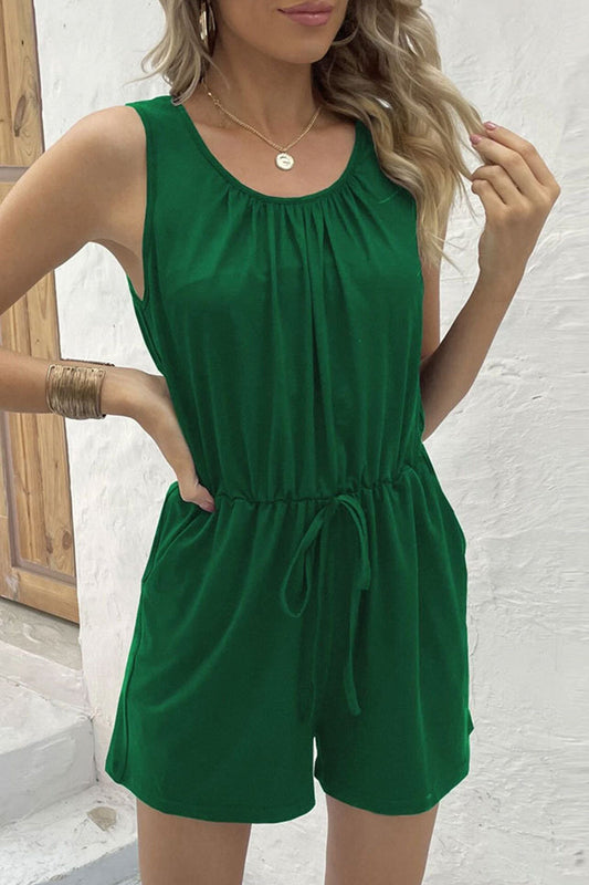 Mono informal sencillo de color liso con cordón ajustable y cuello redondo
