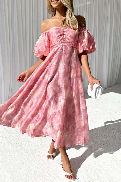 Vestidos elegantes y dulces de corte A con hombros descubiertos y pliegues lisos (3 colores)
