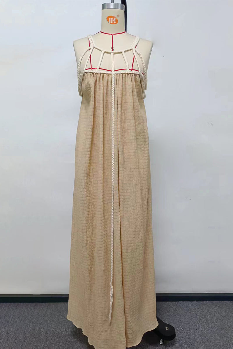 Vestido sexy sin mangas con cuello halter, ahuecado y liso (3 colores)