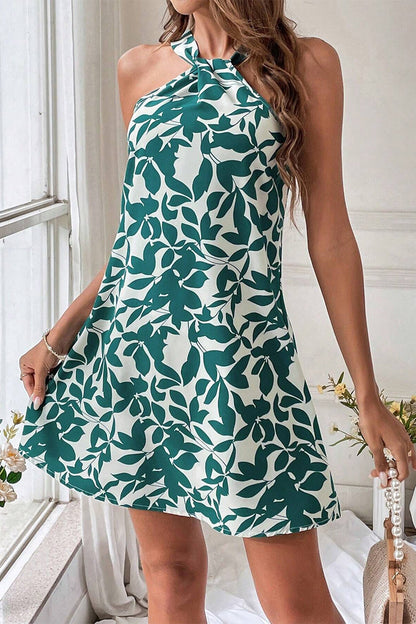 Vestido estampado floral dulce con escote en V y espalda descubierta