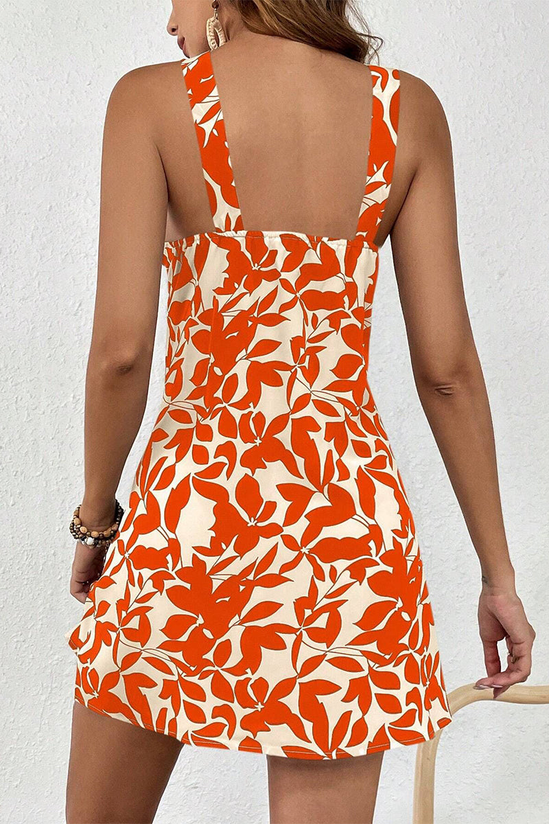 Vestido estampado floral dulce con escote en V y espalda descubierta (4 colores)