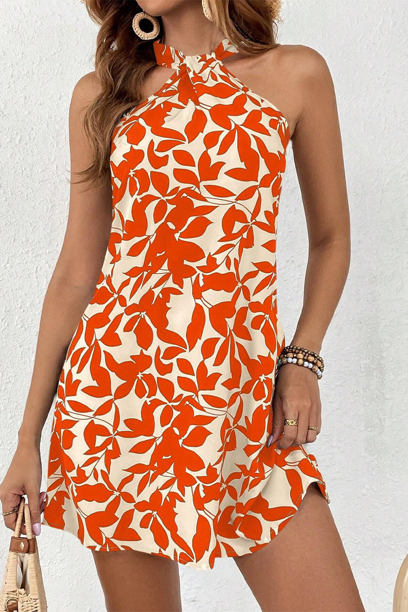 Vestido estampado floral dulce con escote en V y espalda descubierta (4 colores)
