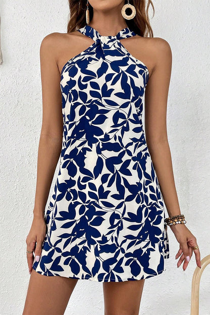 Vestido estampado floral dulce con escote en V y espalda descubierta (4 colores)