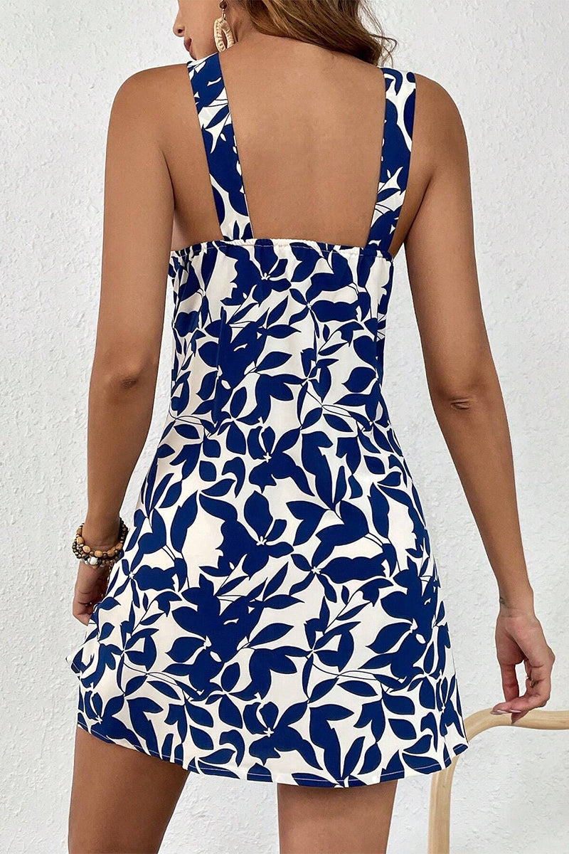 Vestido estampado floral dulce con escote en V y espalda descubierta (4 colores)