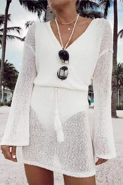 Traje de baño sexy de vacaciones sólido ahuecado para cubrirse