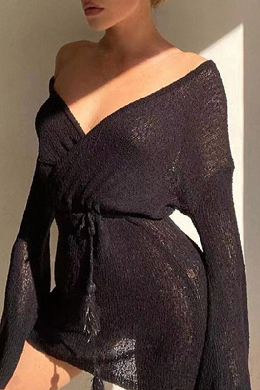 Traje de baño sexy de vacaciones sólido ahuecado para cubrirse