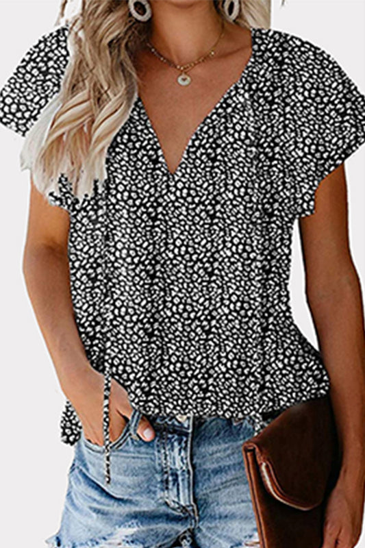 Blusas casuales con cuello en V y estampado de patchwork (8 colores)
