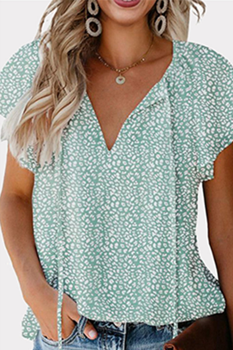 Blusas casuales con cuello en V y estampado de patchwork (8 colores)