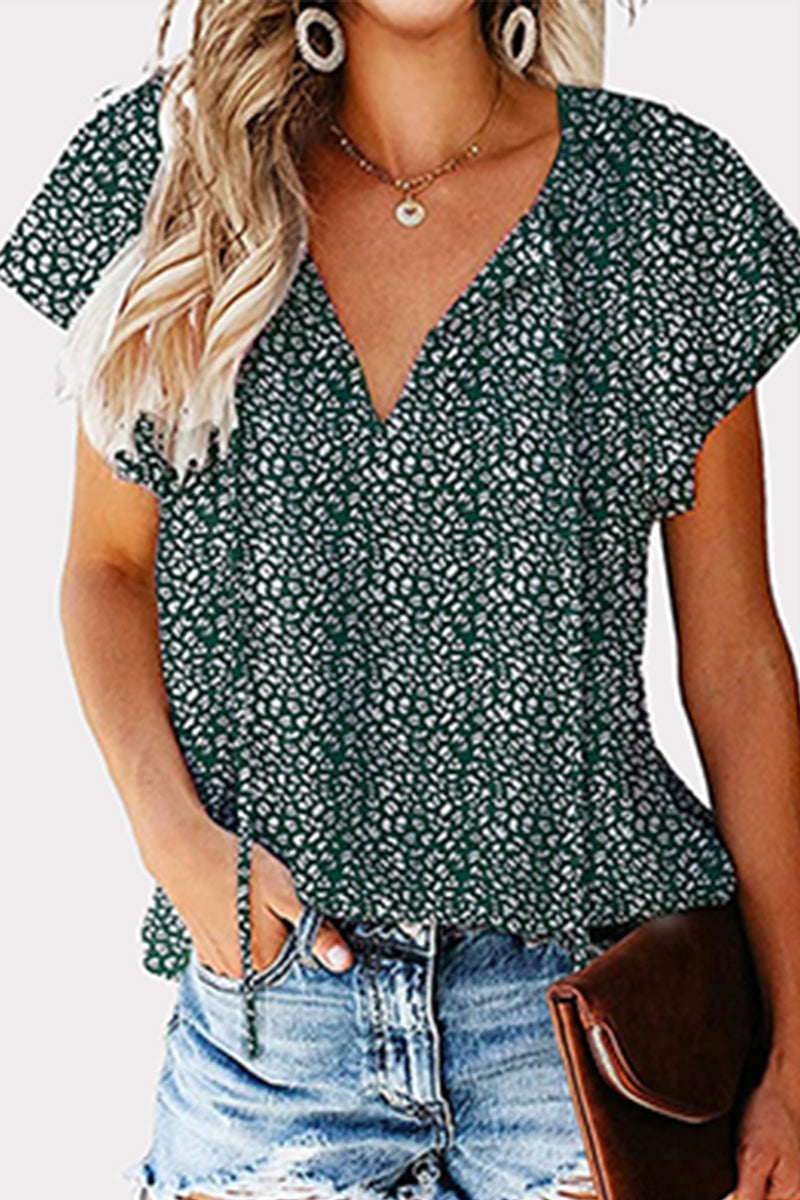 Blusas casuales con cuello en V y estampado de patchwork (8 colores)