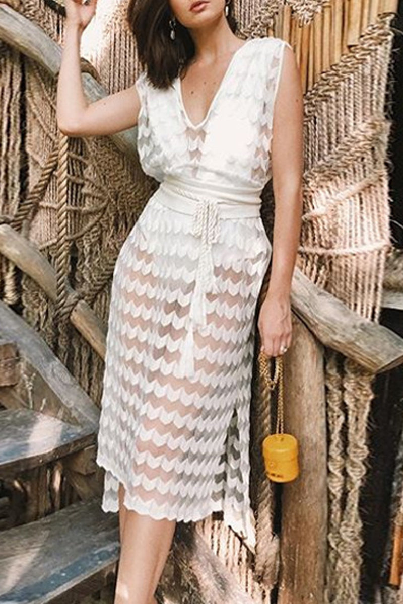 Traje de baño sexy de vacaciones, transparente y liso