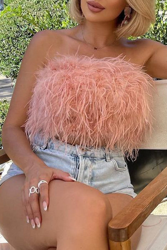 Tops sexys sin tirantes de color sólido