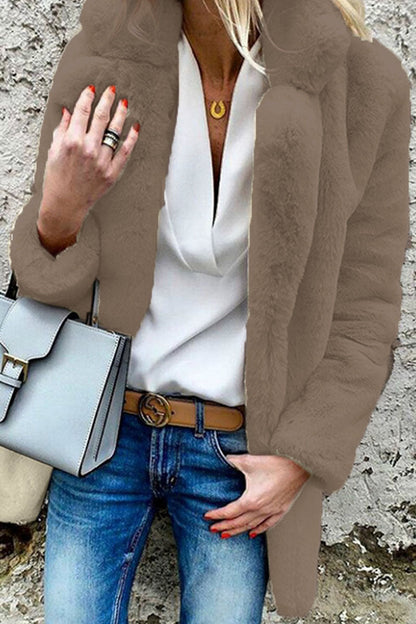 Prendas de abrigo básicas informales con cuello vuelto y parches lisos (4 colores)