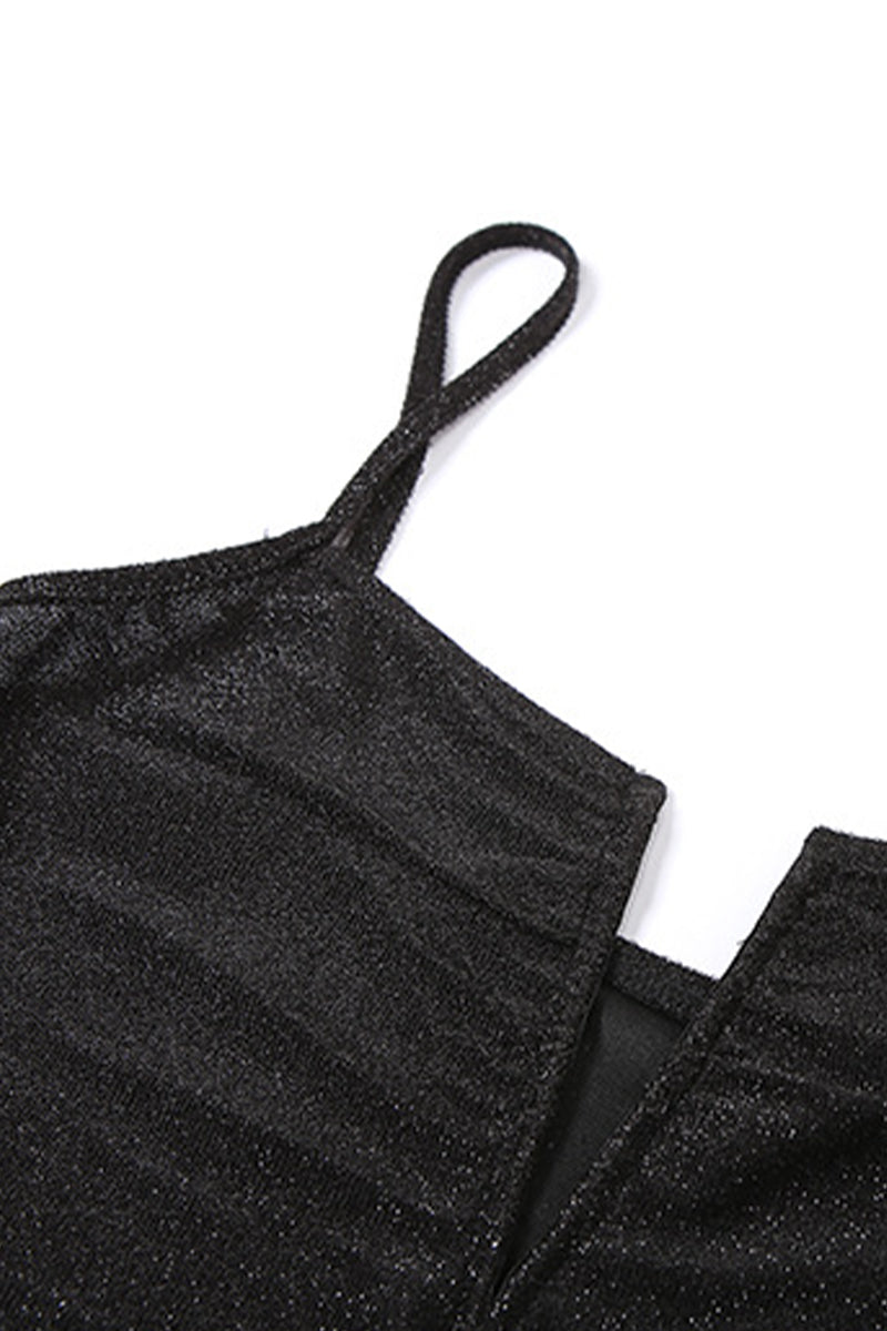 Body sexy liso con espalda descubierta y lentejuelas, escote en V y corte regular