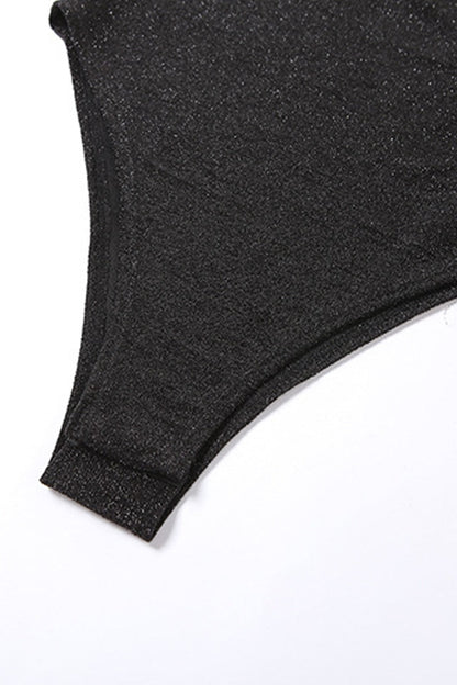 Body sexy liso con espalda descubierta y lentejuelas, escote en V y corte regular