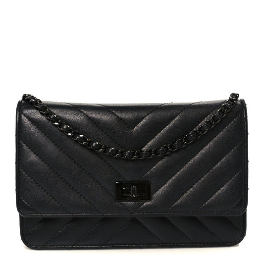 Sheepskin Chevron Reissue Wallet On Chain WOC So Black