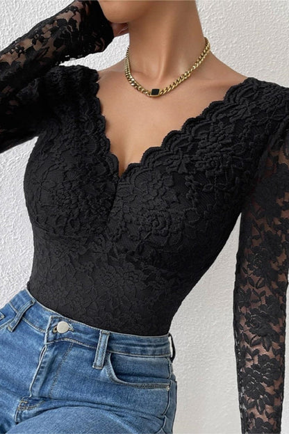 Body sexy ajustado con escote en V, espalda descubierta y parches sólidos transparentes