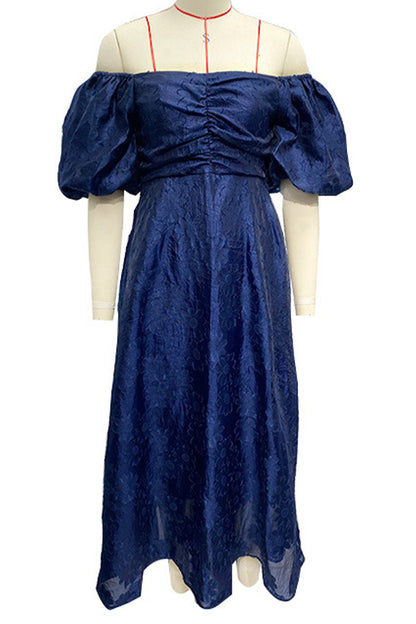 Vestidos elegantes y dulces de corte A con hombros descubiertos y pliegues lisos (3 colores)