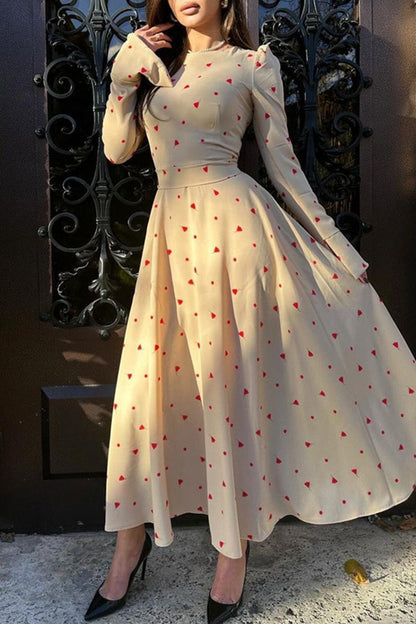 Elegante vestido floral de corte A con escote redondo y frenillo (3 colores)