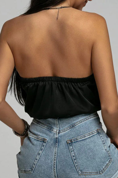Tops halter sexys de color sólido sin espalda