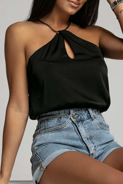 Tops halter sexys de color sólido sin espalda