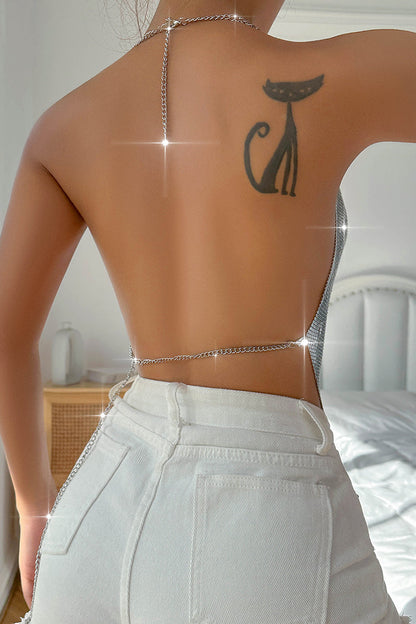 Tops halter sexys con lentejuelas sólidas y espalda descubierta (4 colores)