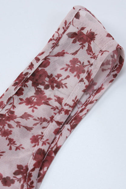 Vestidos sexis con escote en V, abertura y espalda descubierta con estampado floral