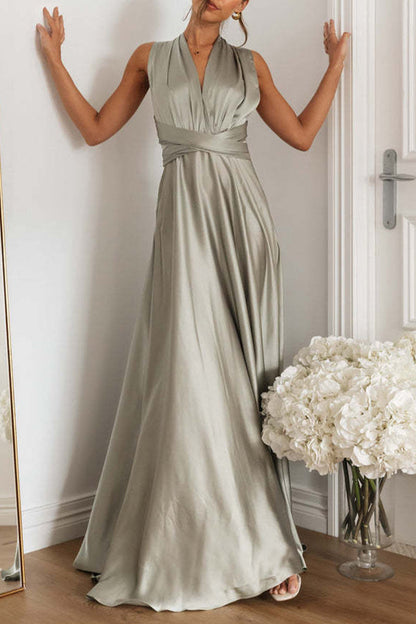 Vestidos de noche elegantes de celebridades con escote en V y diseño de tirantes sin espalda y lisos