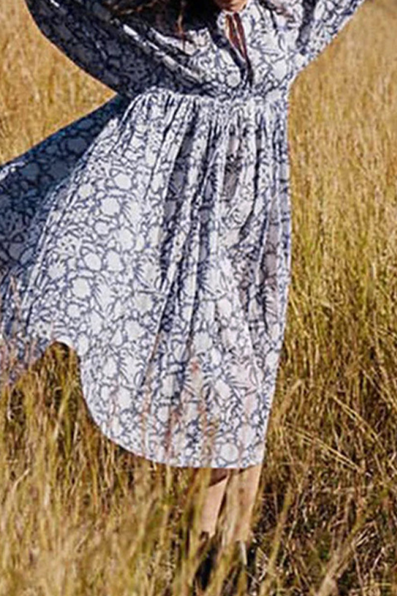 Vestido playero informal de vacaciones con estampado de camuflaje y cuello en V de patchwork