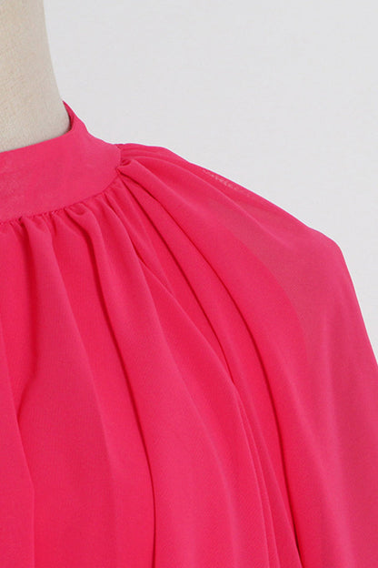 Vestido playero informal de cuello mandarín con volantes lisos para vacaciones