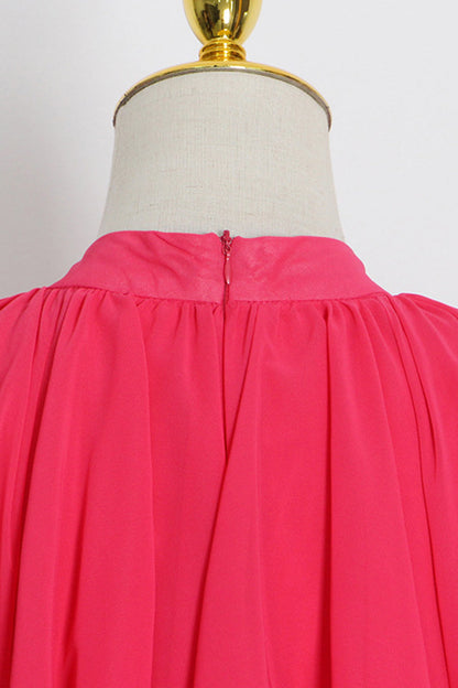 Vestido playero informal de cuello mandarín con volantes lisos para vacaciones
