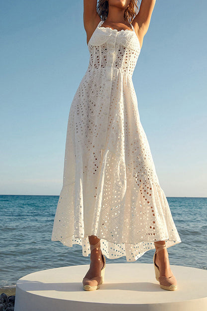 Vestido elegante y dulce con cuello cuadrado, de patchwork, liso y ahuecado (4 colores)
