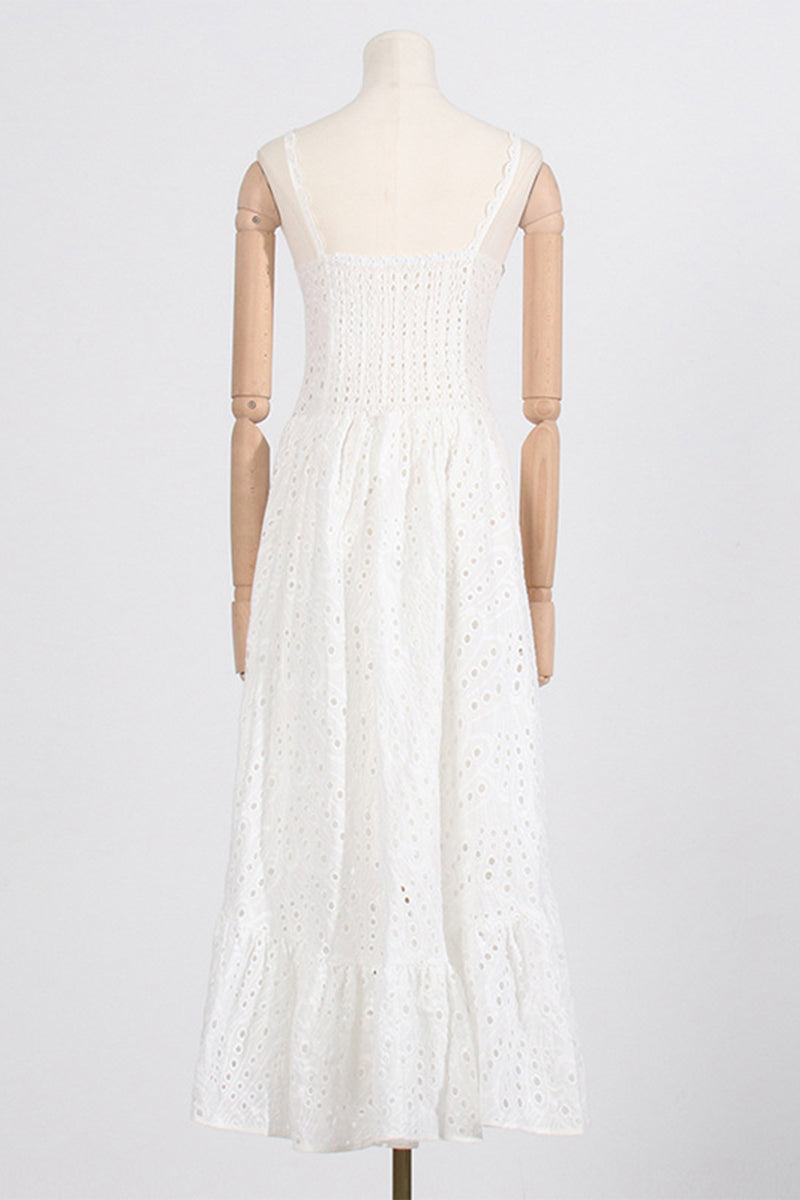 Vestido elegante y dulce con cuello cuadrado, de patchwork, liso y ahuecado (4 colores)