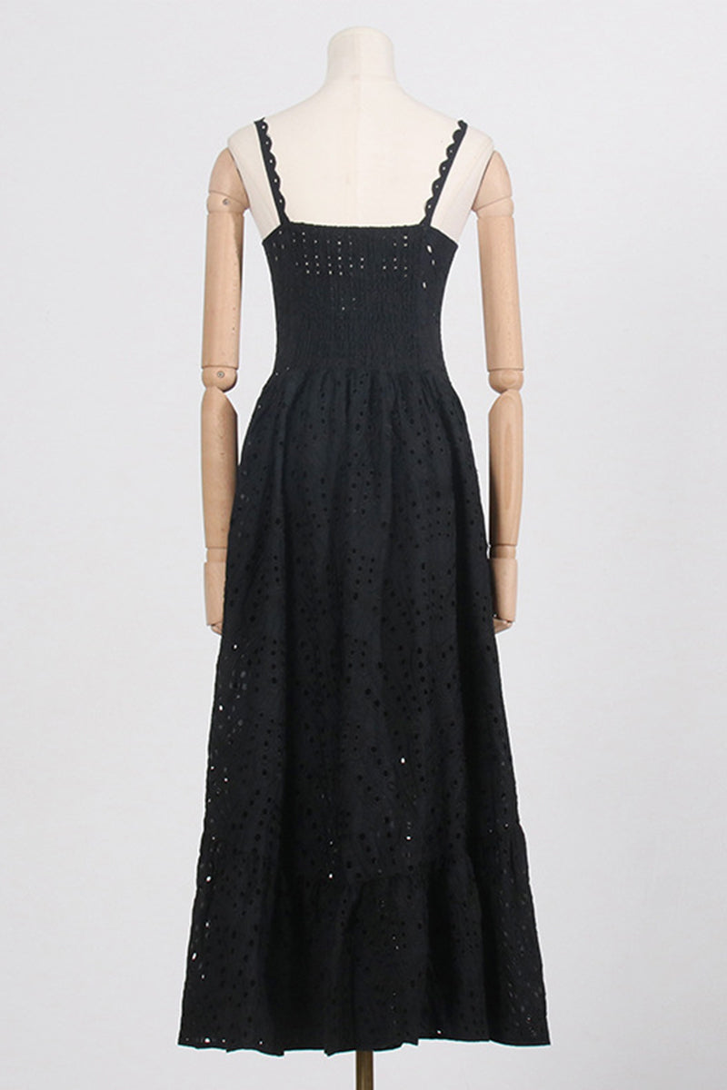 Vestido elegante y dulce con cuello cuadrado, de patchwork, liso y ahuecado (4 colores)