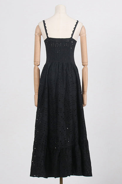 Vestido elegante y dulce con cuello cuadrado, de patchwork, liso y ahuecado (4 colores)