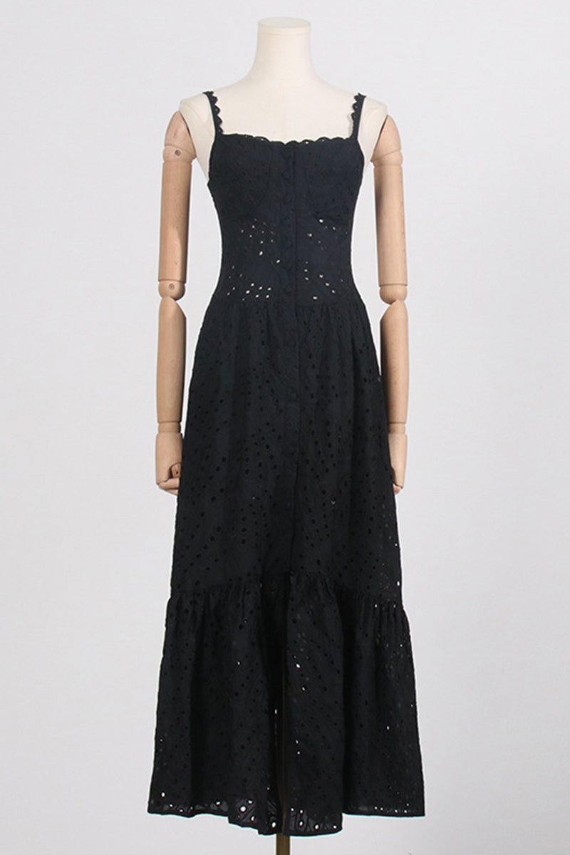 Vestido elegante y dulce con cuello cuadrado, de patchwork, liso y ahuecado (4 colores)