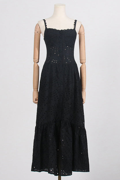 Vestido elegante y dulce con cuello cuadrado, de patchwork, liso y ahuecado (4 colores)