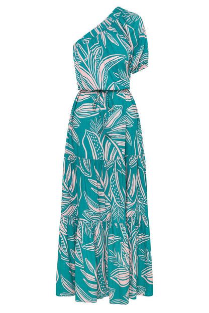 Vestidos casuales de vacaciones con estampado floral, frenillo, espalda descubierta, cuello oblicuo, corte A
