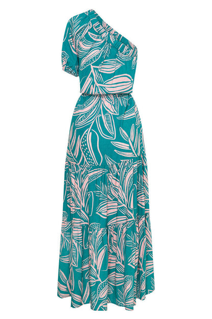Vestidos casuales de vacaciones con estampado floral, frenillo, espalda descubierta, cuello oblicuo, corte A