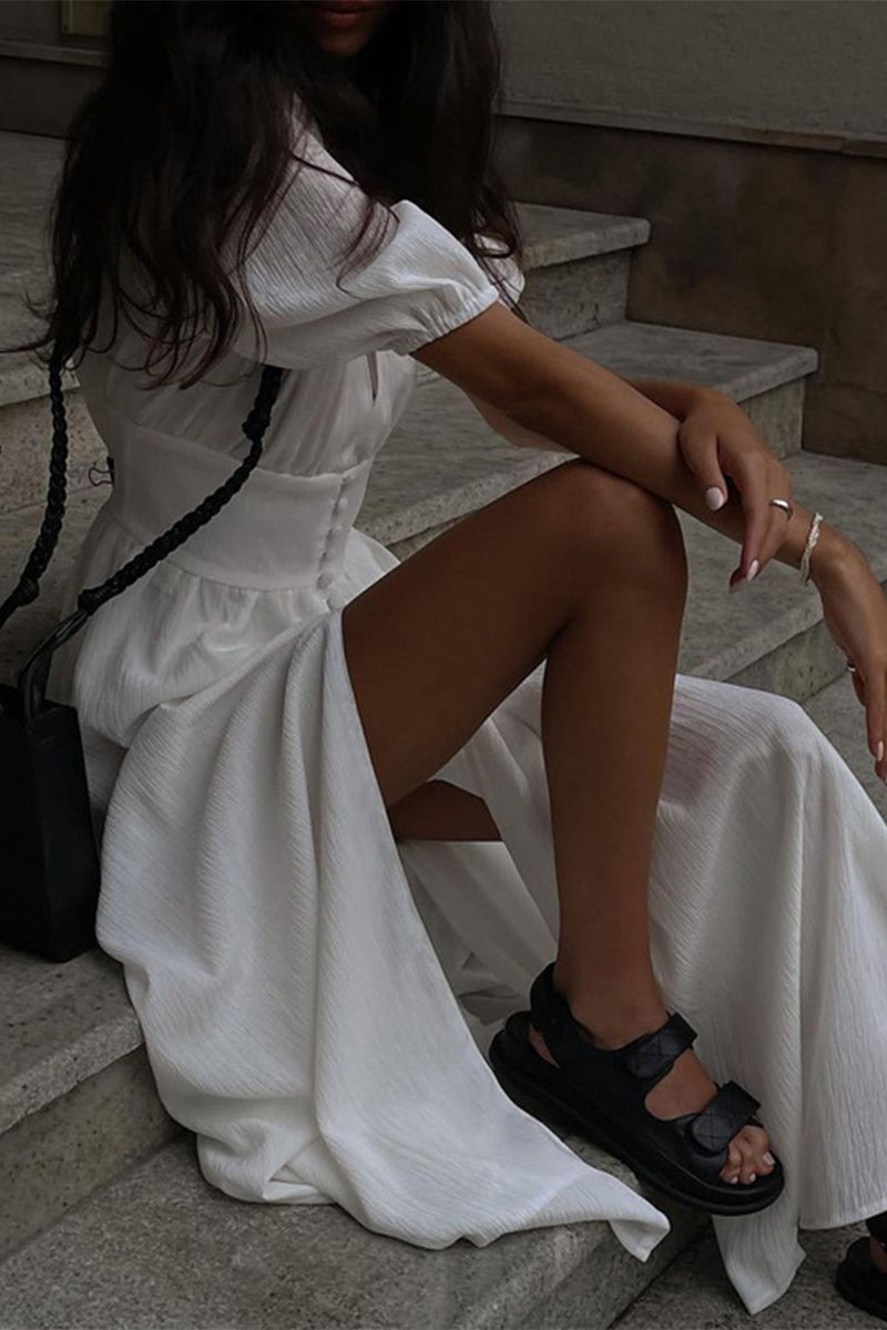 Elegantes vestidos de corte A con escote en V y hebilla sólida