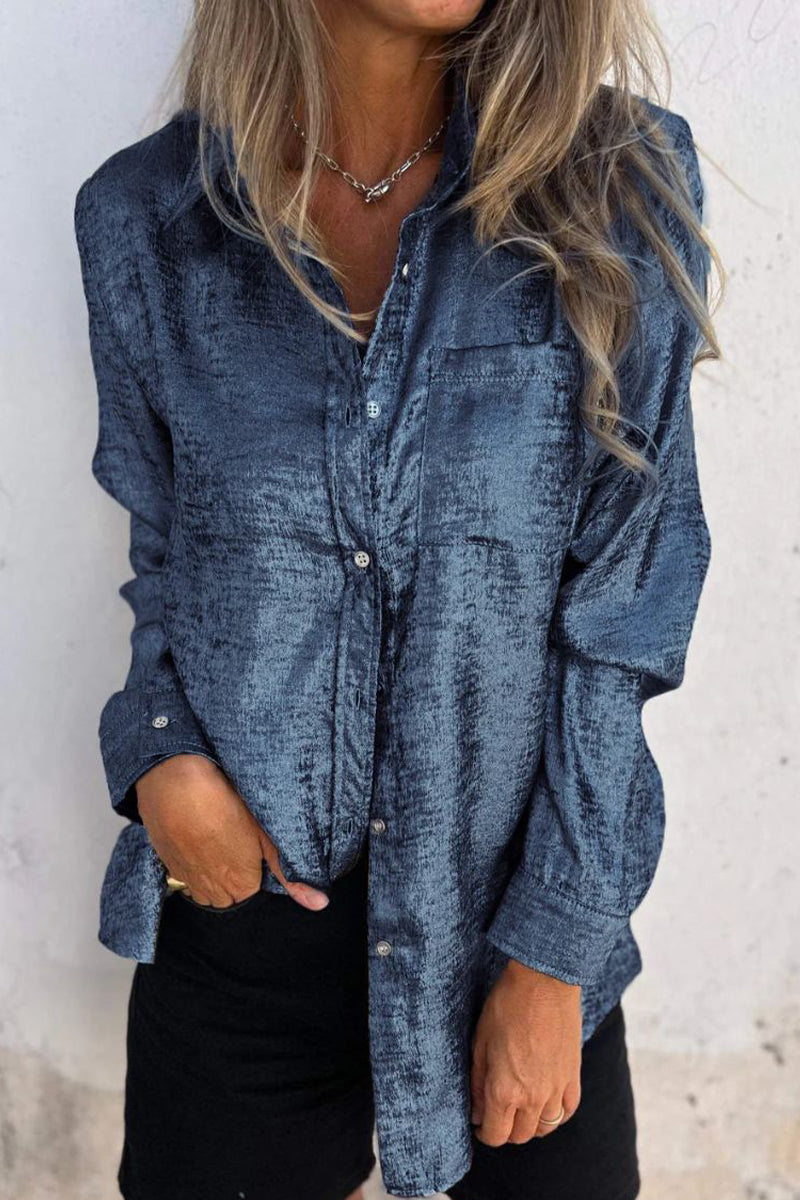 Blusas casuales de cuello vuelto con lentejuelas lisas (8 colores)