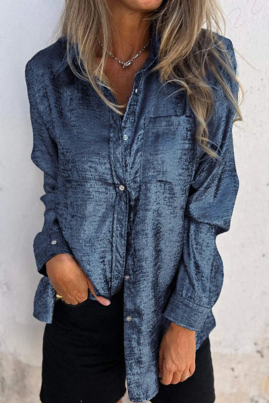 Blusas casuales de cuello vuelto con lentejuelas lisas (8 colores)