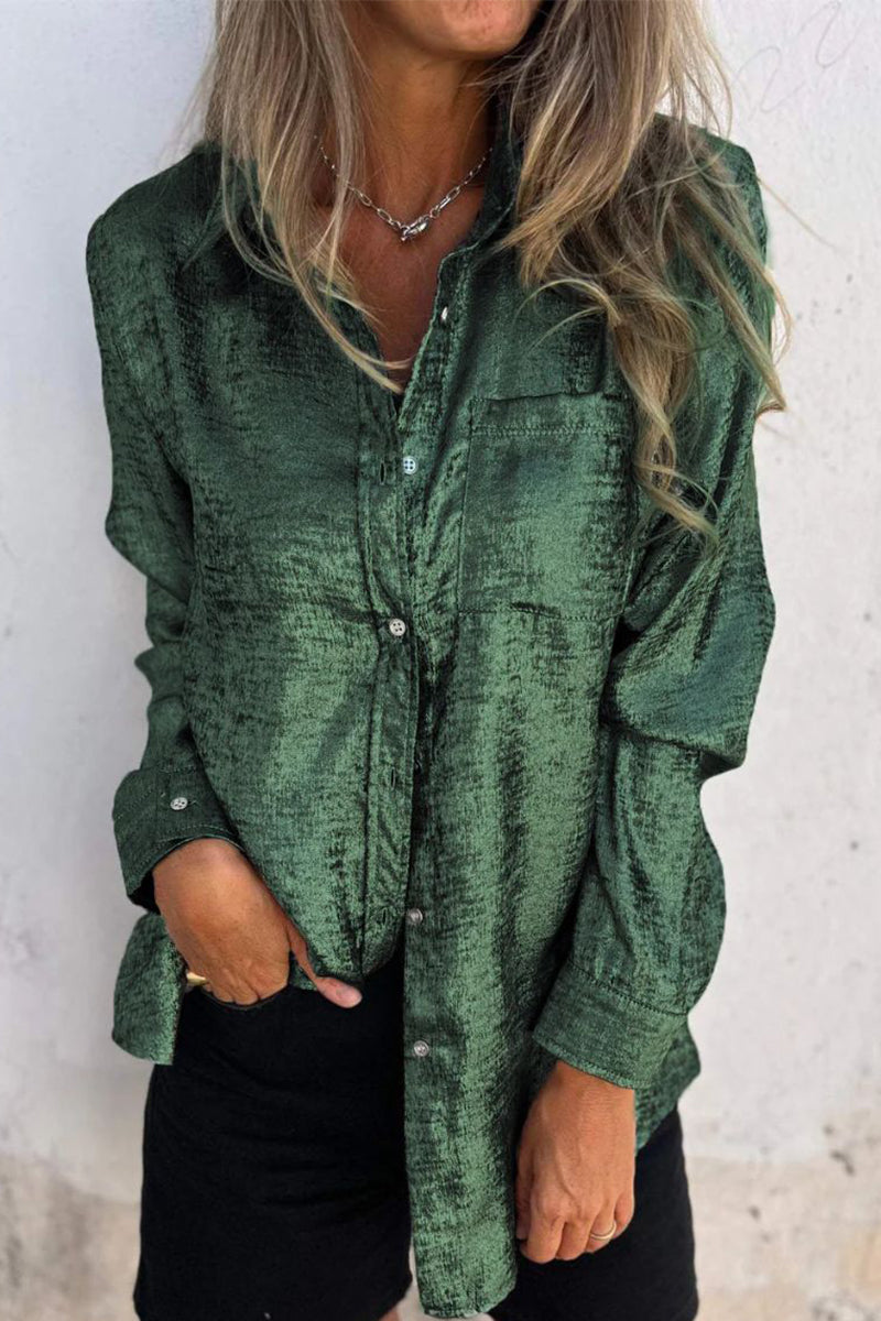 Blusas casuales de cuello vuelto con lentejuelas lisas (8 colores)