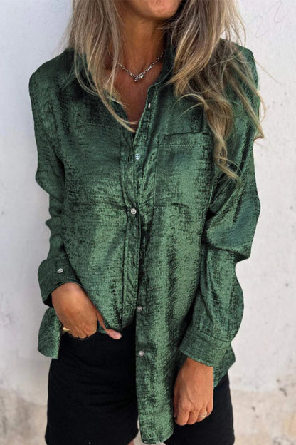 Blusas casuales de cuello vuelto con lentejuelas lisas (8 colores)
