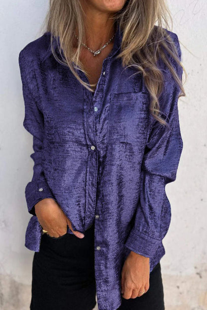 Tops casuales de cuello vuelto con lentejuelas sólidas